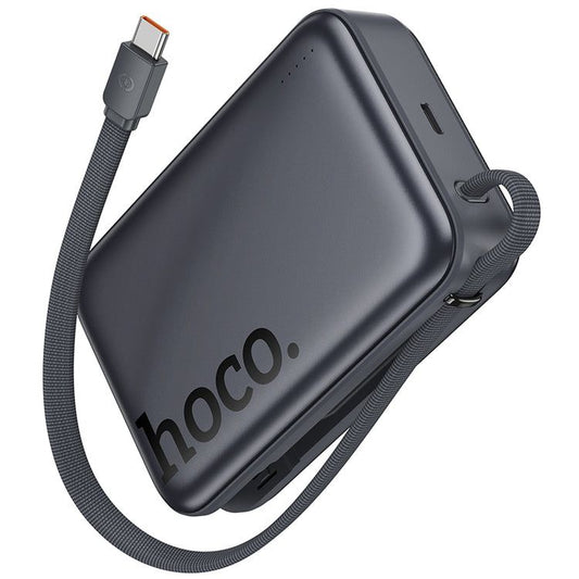 HOCO Q44A 20000mAh Magnetic Wireless Power Bank 45W PD Fast Charging with Built-in USB-C Cable & Qi Wireless Charging – Black