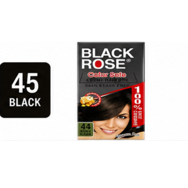Black Rose Color Safe Crème Hair Dye 45 Black – Permanent Hair Color, 100% Grey Coverage, Ammonia Free