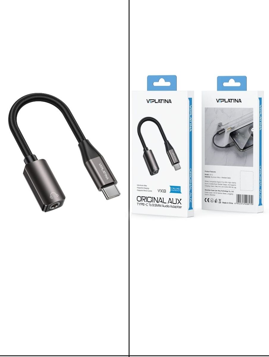 VIPLATINA VX13 USB Type-C to 3.5mm Female Audio Adapter | USB-C to AUX Headphone Jack Converter with Hi-Fi Audio