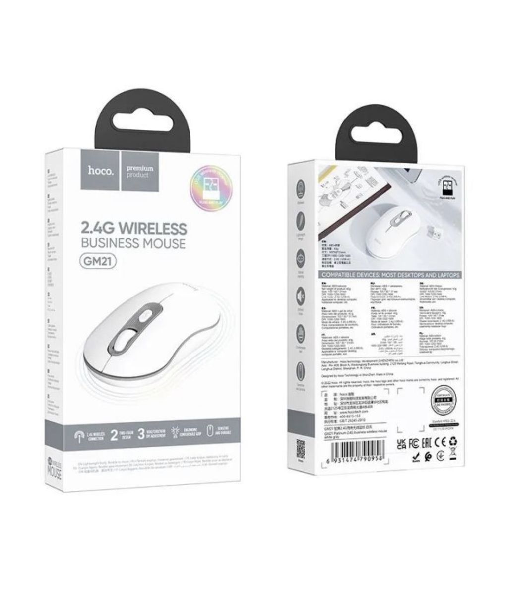 HOCO GM21 2.4G Wireless Business Mouse | Ergonomic Silent Optical Mouse with Adjustable DPI for Laptop, PC, Smart TV & Office Use