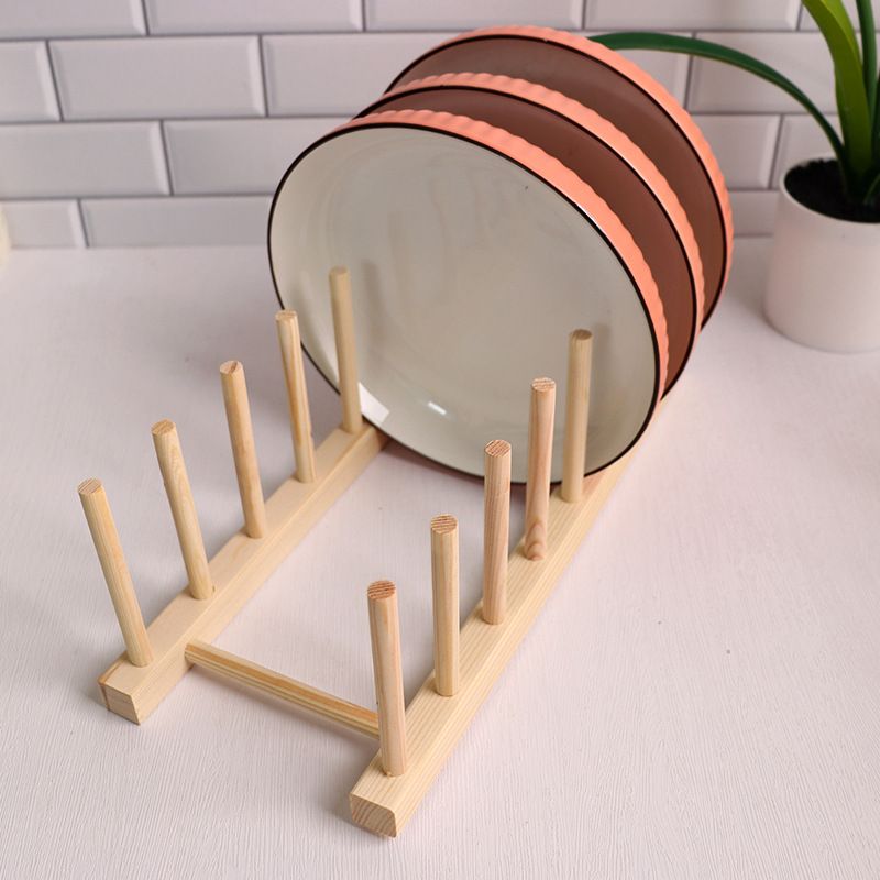 Bamboo Dish Drying Rack Folding Plate Drainer Stand for Kitchen Countertop & Cabinet Storage