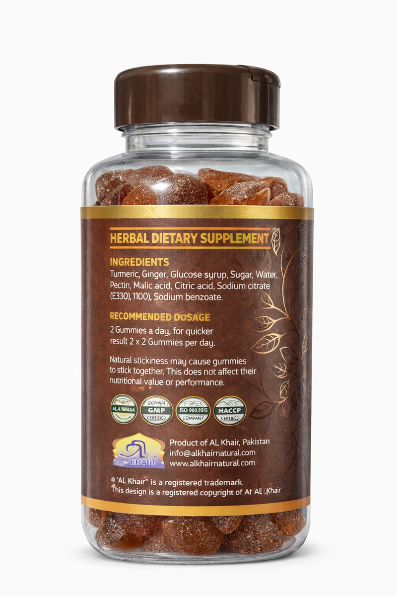 Al Khair Turmeric & Ginger Gummies 60 Count | Vegan Herbal Dietary Supplement Gummies