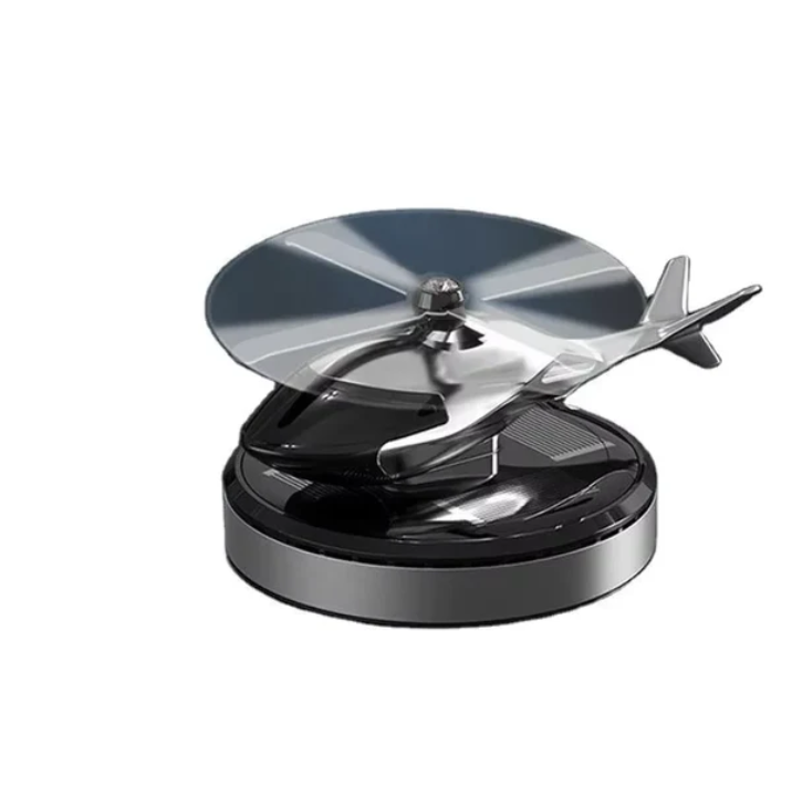 Solar Powered Helicopter Car Air Freshener – Rotating Aromatherapy Ornament, Silver