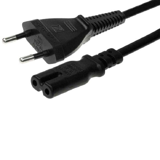 Figure 8 Power Cable C7/C8 | 2-Pin AC Power Cord for Laptop Chargers, TV, PS4, Printer & Electronics (1.5 Meter)