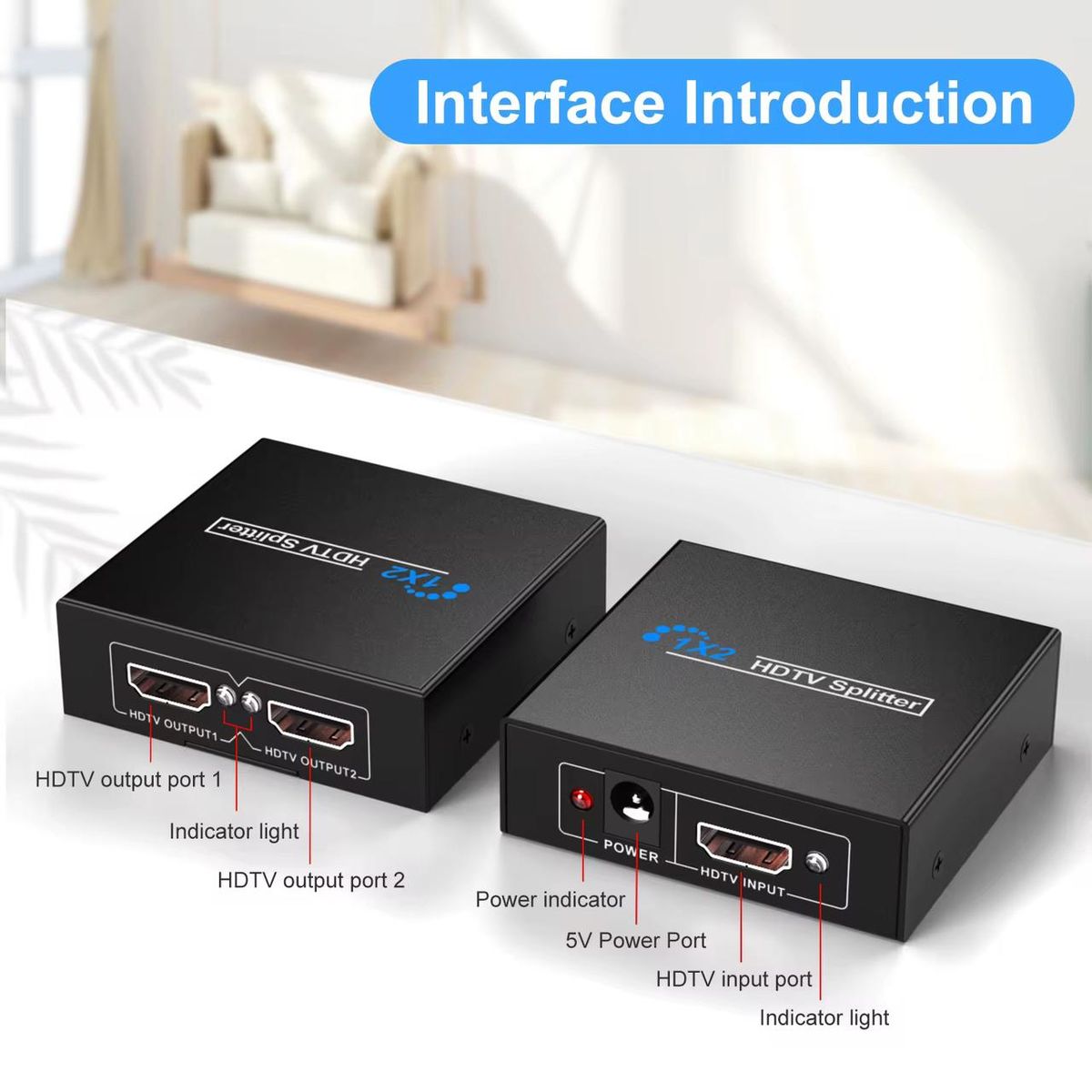 HDMI Splitter 1x2 1080P Full HD 3D – 1 Input 2 Output HDMI Signal Splitter with Dual Display Support