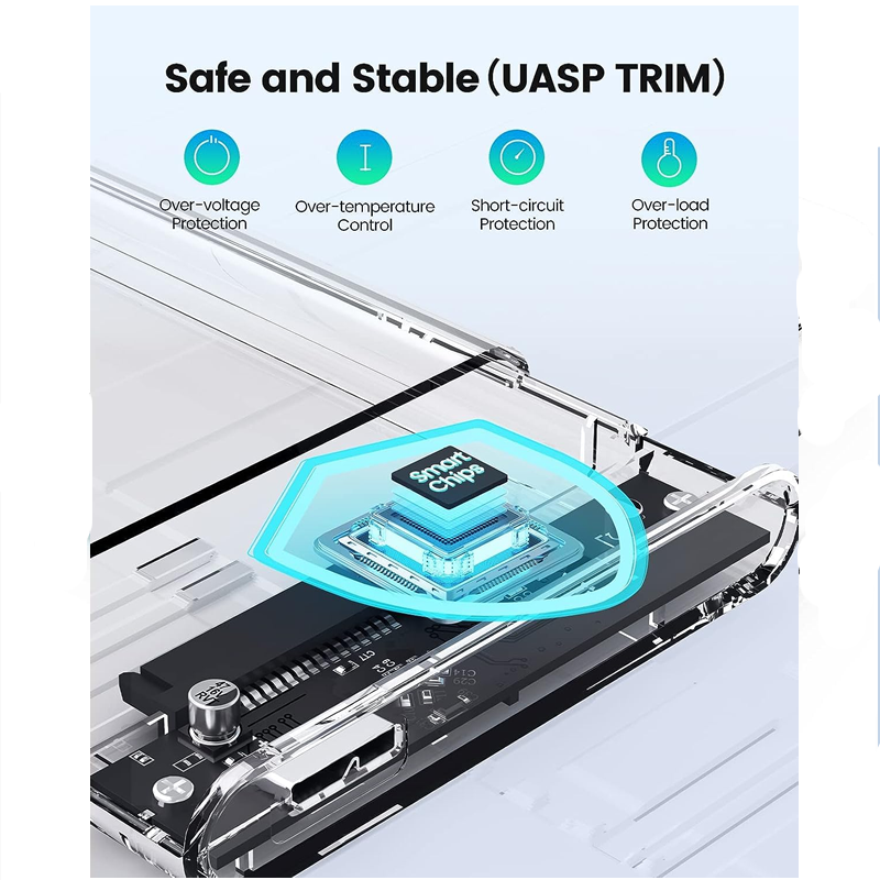 2.5 Inch SATA USB 3.0 Hard Drive Enclosure | Transparent External HDD & SSD Case for 7mm/9.5mm SATA Drives - SE-L133