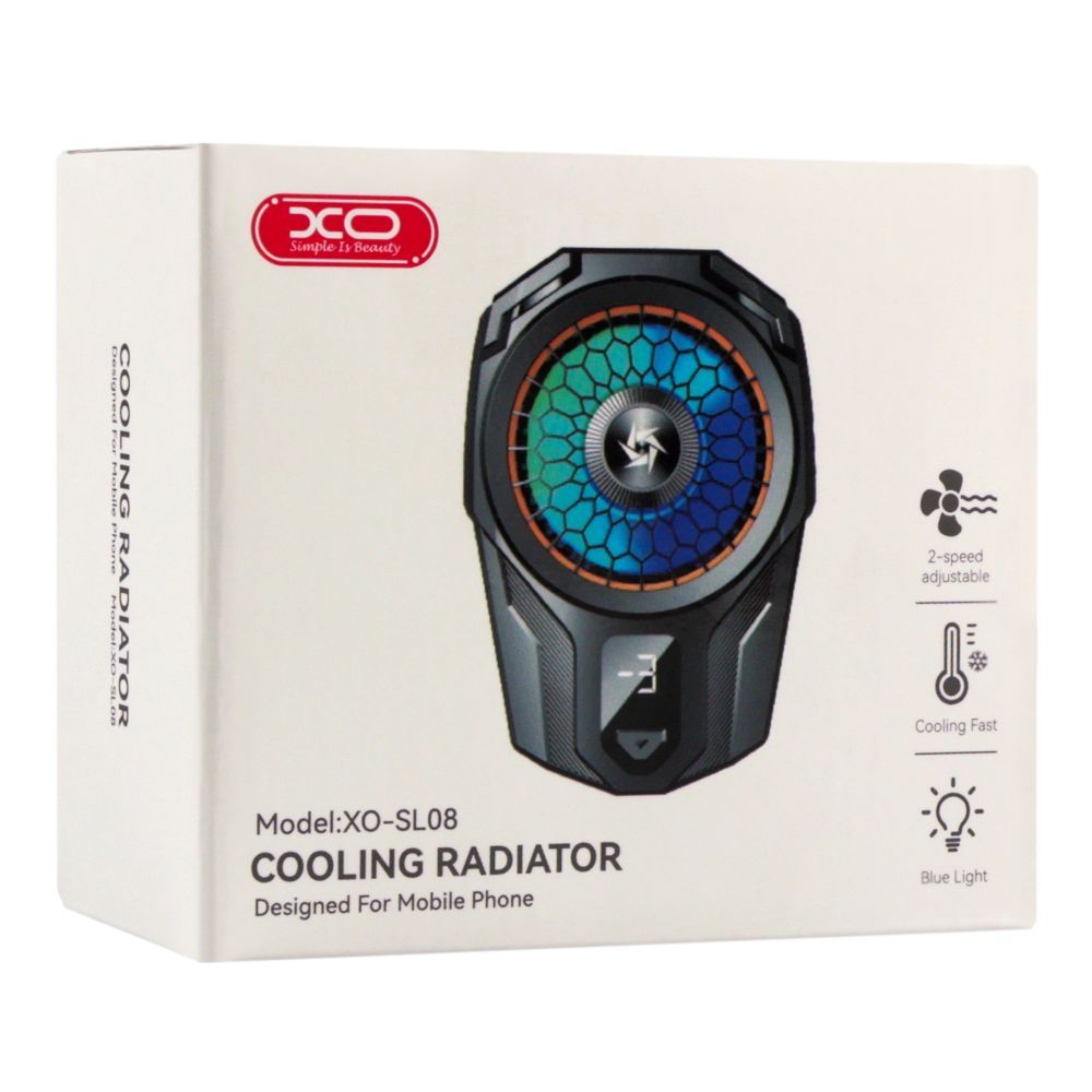XO SL08 Mobile Phone Cooler – RGB Gaming Cooling Fan with Temperature Display, 2-Speed Semiconductor Radiator for iPhone & Android