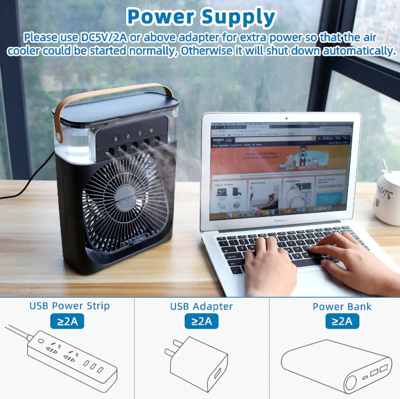 Mini Personal Air Cooler Fan with Portable Handle - Compact Desktop Cooling Fan