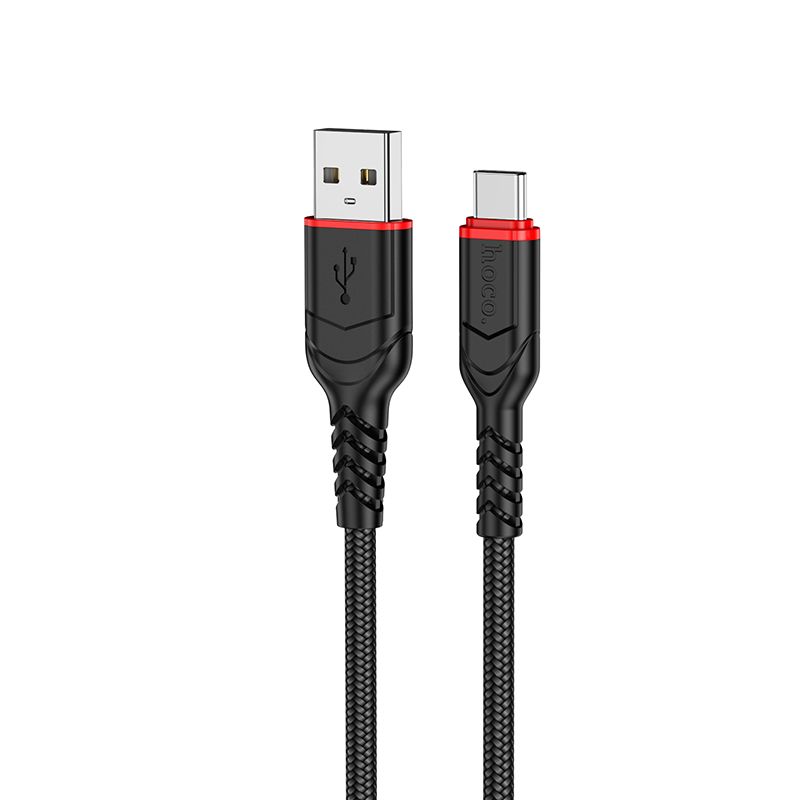 HOCO X59 Victory USB to USB-C Fast Charging Cable 3A 3M | Nylon Braided Type-C Charging & Data Sync Cable - Black
