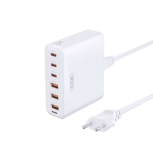 XO C-L133 75W GaN Multi-Port Fast Charger | 3 USB-C + 3 USB-A Desktop Charging Adapter