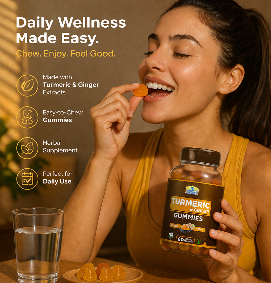 Al Khair Turmeric & Ginger Gummies 60 Count | Vegan Herbal Dietary Supplement Gummies