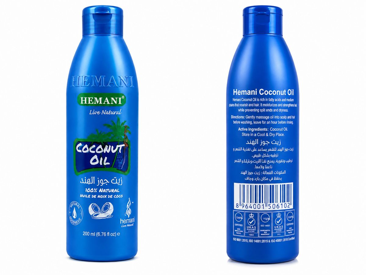 Hemani 100% Natural Coconut Hair Oil 200ml – Nourishing Oil for Hair & Scalp