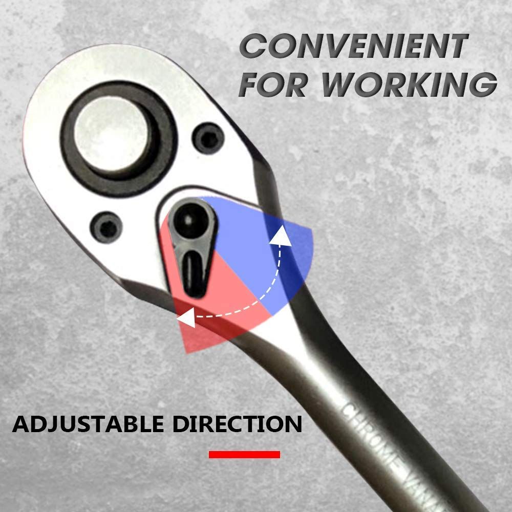 12-in-1 Socket Wrench Set with 1/2-Inch Drive Ratchet Spanner – Chrome Vanadium Steel Tool Kit for Car, Bike & Home Repair