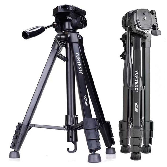YUNTENG VCT-668 Camera Tripod Stand for DSLR, Mirrorless & Video Cameras | 360° 3-Way Pan Head, Quick Release Plate & 3kg Load Capacity
