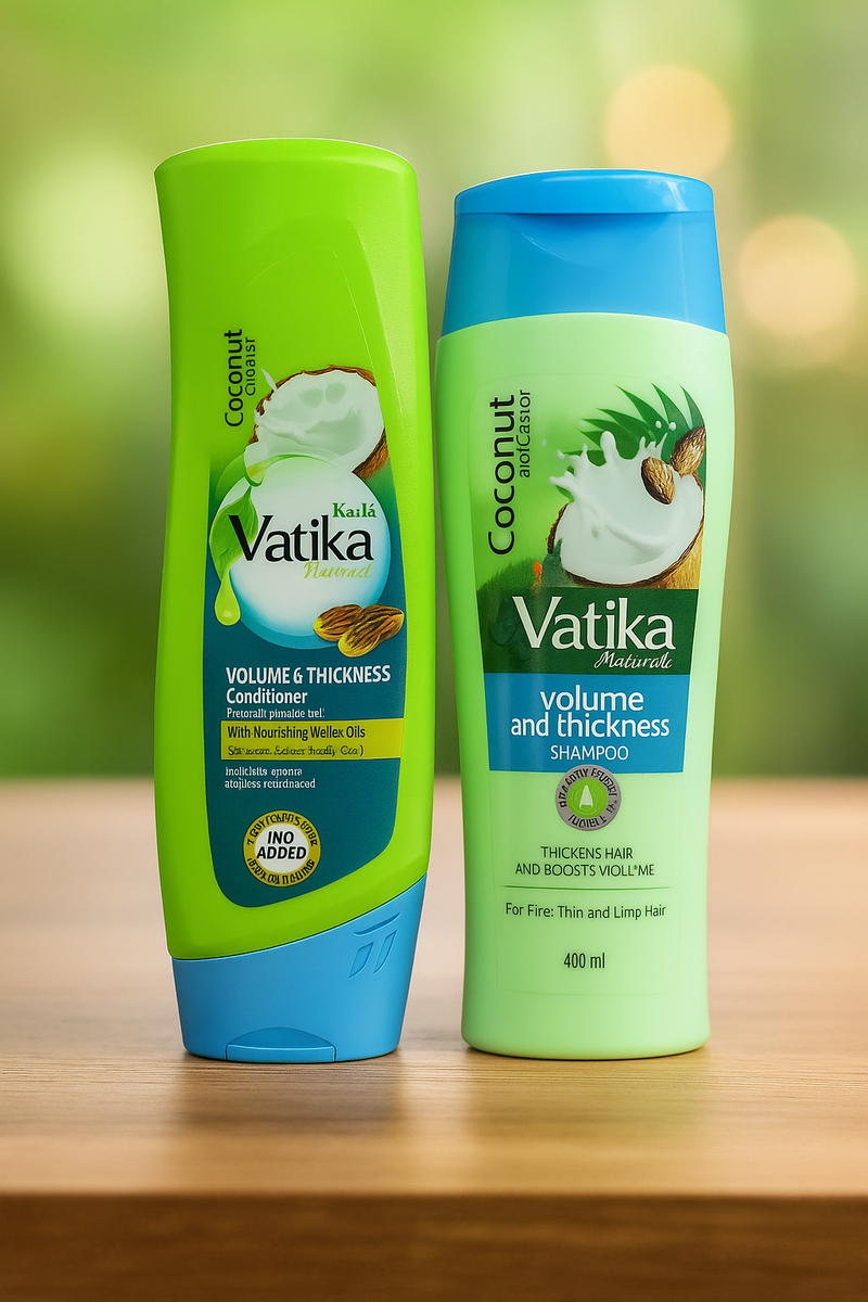 Vatika Naturals Coconut & Castor Volume & Thickness Shampoo & Conditioner Set 400ml | Hair Care Duo for Fine, Thin & Limp Hair