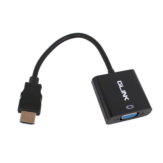 GLINK GL-001 HDMI to VGA Converter with 3.5mm Audio Port | HDMI Male to VGA Female Adapter | Full HD 1080P