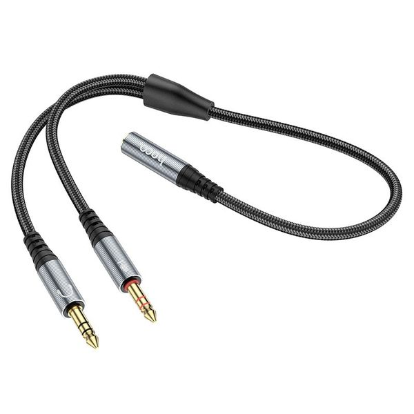 2-in-1 3.5mm Audio Splitter Cable Female to Dual Male 25cm (UPA21) | Headphone & Microphone Adapter | Nylon Braided - 2 Pack