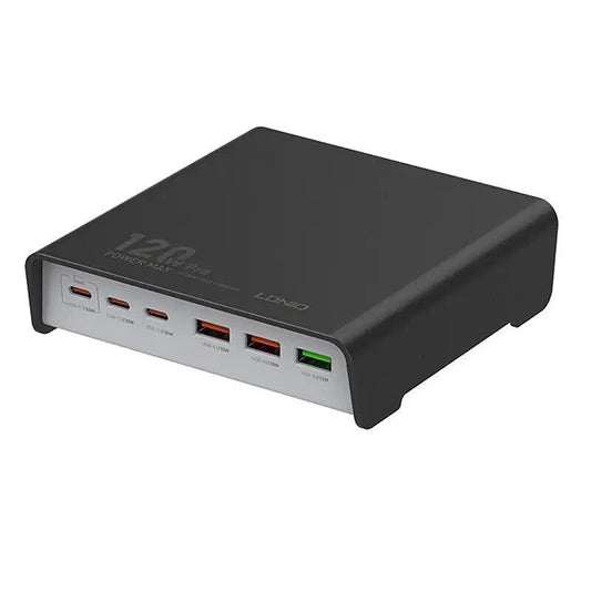 LDNIO Q605 120W GaN Desktop Charging Station 6-Port USB-C PD & USB-A Fast Charger | Black| White