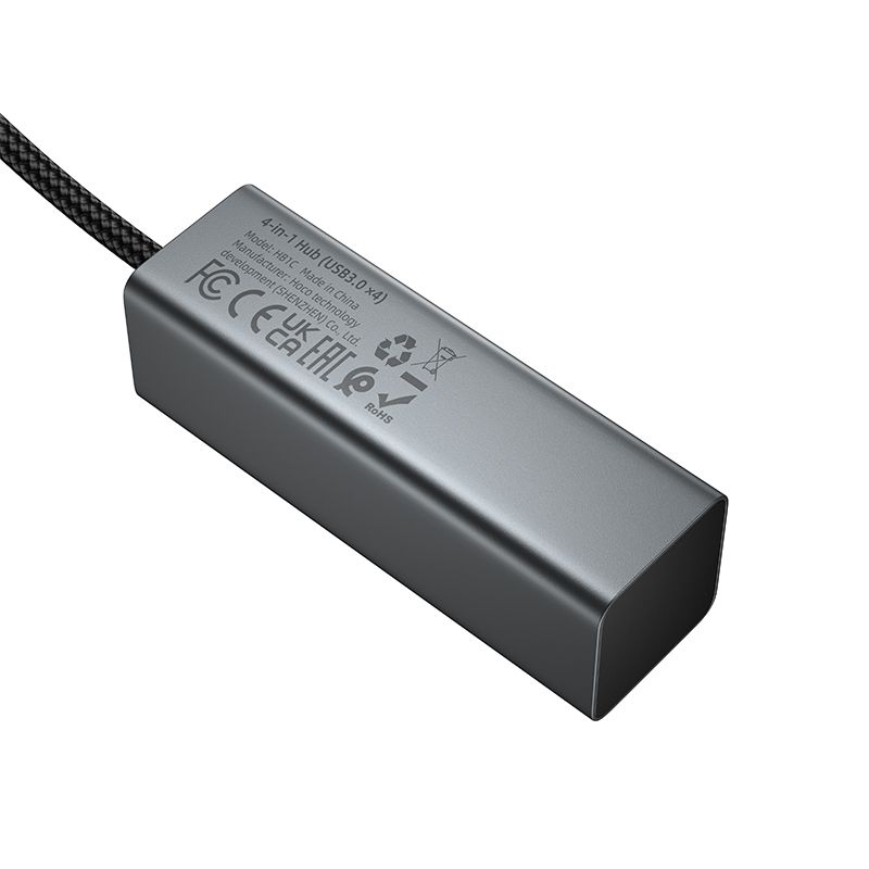 HOCO HB1C 4-in-1 USB-C to USB 3.0 Hub | Type-C to 4 USB-A 3.0 High-Speed Adapter | 5Gbps Data Transfer | OTG Multiport Splitter for Laptop, MacBook & PC