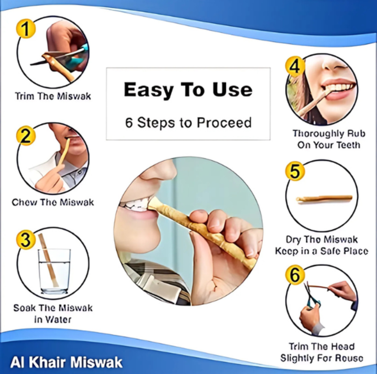 Al Khair Olive Miswak Thick Natural Toothbrush - Pack of 9 | Premium Herbal Olive Wood Teeth Cleaning Sticks
