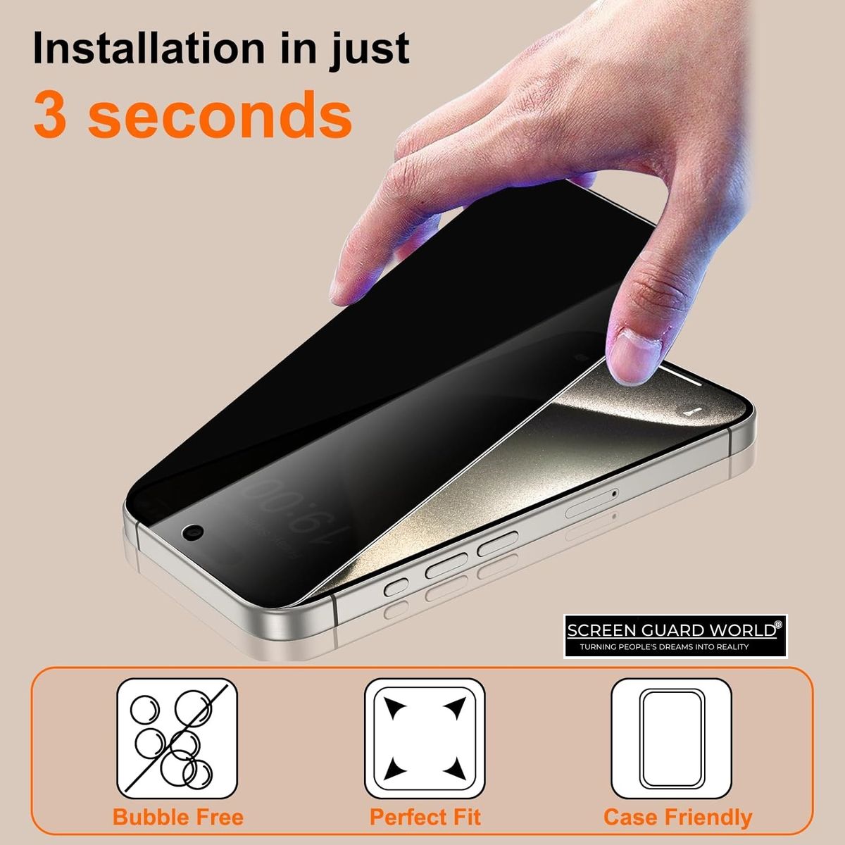 Professional Privacy Tempered Glass Screen Protector for iPhone 15 Pro Max | 9H Anti-Spy Full Coverage Glass