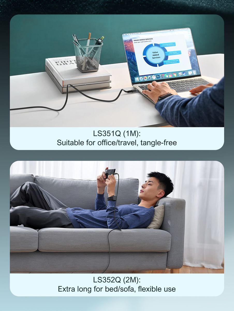 LDNIO LS351Q USB-A to USB-C 120W Fast Charging & Data Cable 1M | Braided Type-C Charging Cable