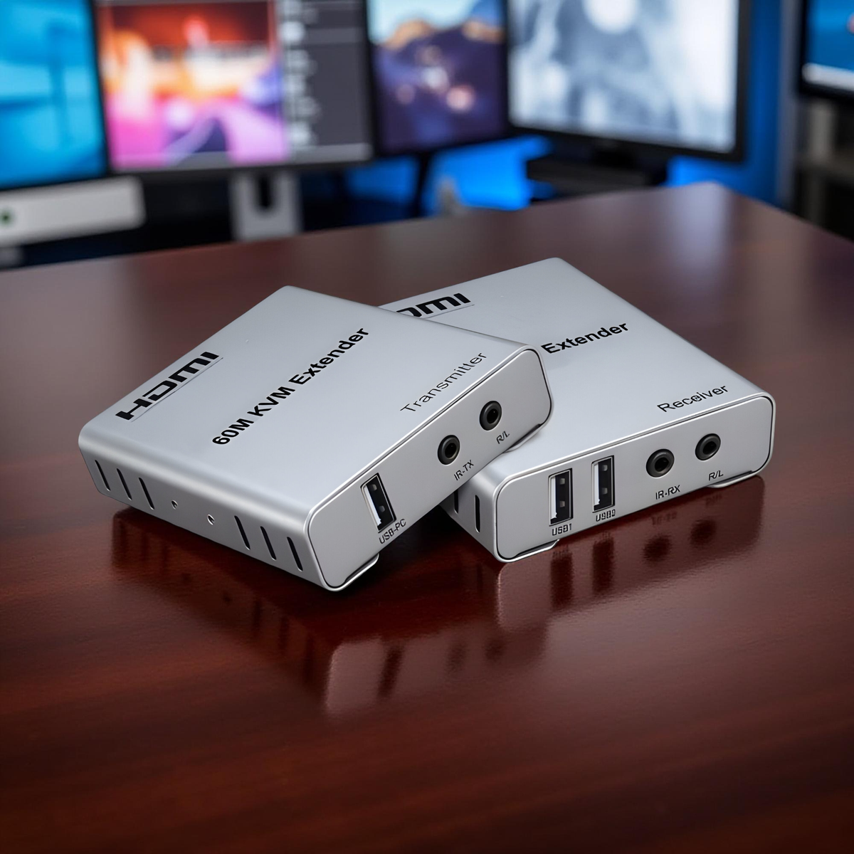 60M HDMI KVM Extender over CAT5e/CAT6 LAN | 1080P HDMI Extender with USB, IR & Audio Support