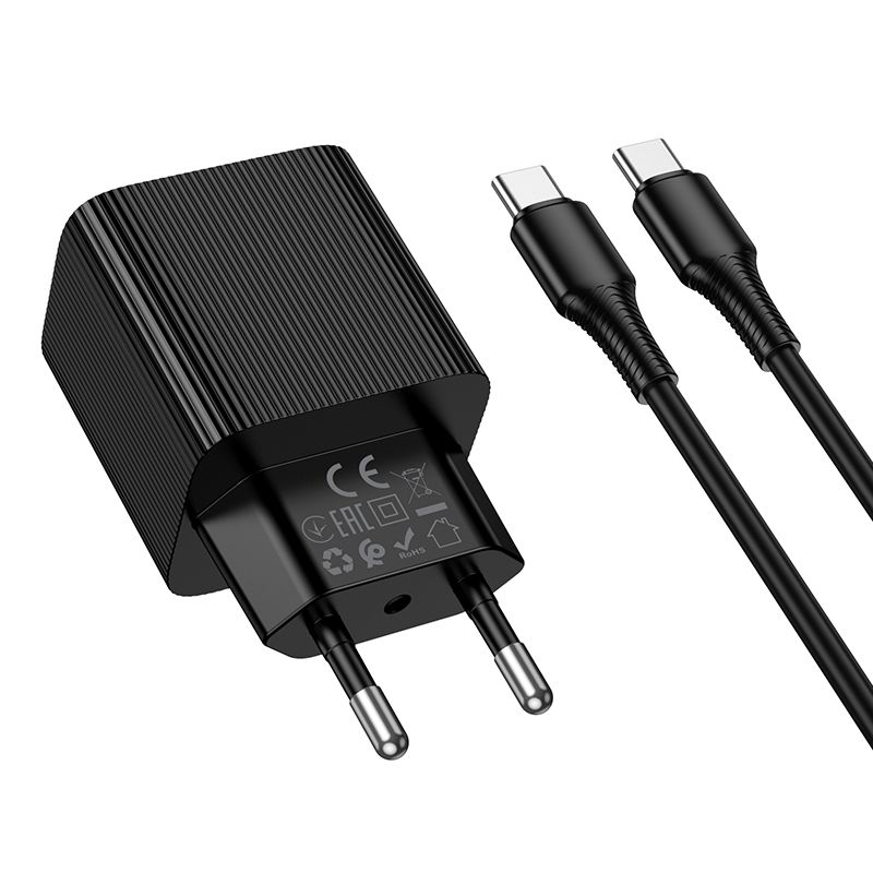 HOCO CS84A 30W Dual Port Fast Wall Charger with USB-C PD & USB-A QC 3.0 | LED Display | EU Plug