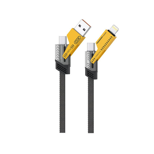 4-in-1 60W Fast Charging Cable USB-C, Lightning & USB-A | Multi Connector Fast Charge Cable 1 Meter