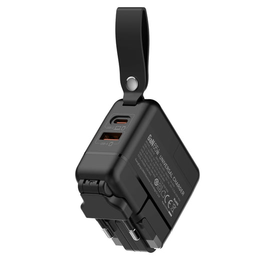 LDNIO 65W GaN Fast Wall Charger with USB-C PD & USB-A QC | Foldable Travel Charger with 1M USB-C to USB-C Cable