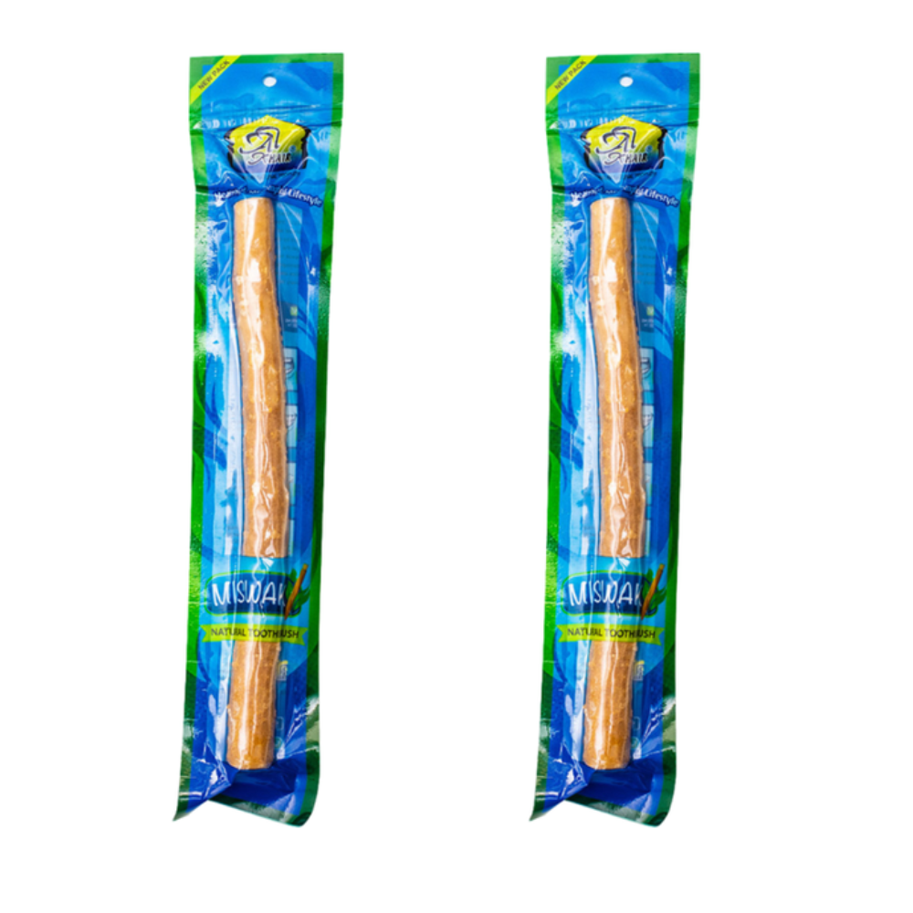 Al Khair Miswak Natural Toothbrush 8 Inch - Pack of 2 | Organic Salvadora Persica Herbal Teeth Cleaning Sticks