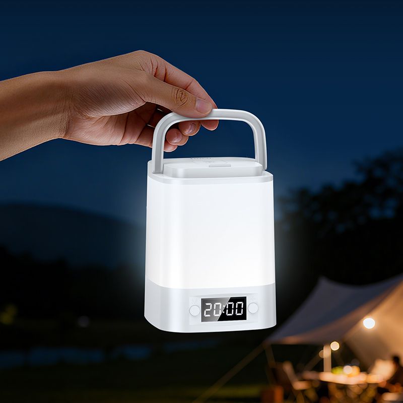 HOCO HX15 Portable Rechargeable LED Night Light with Digital Clock | Touch Control Bedside Lamp