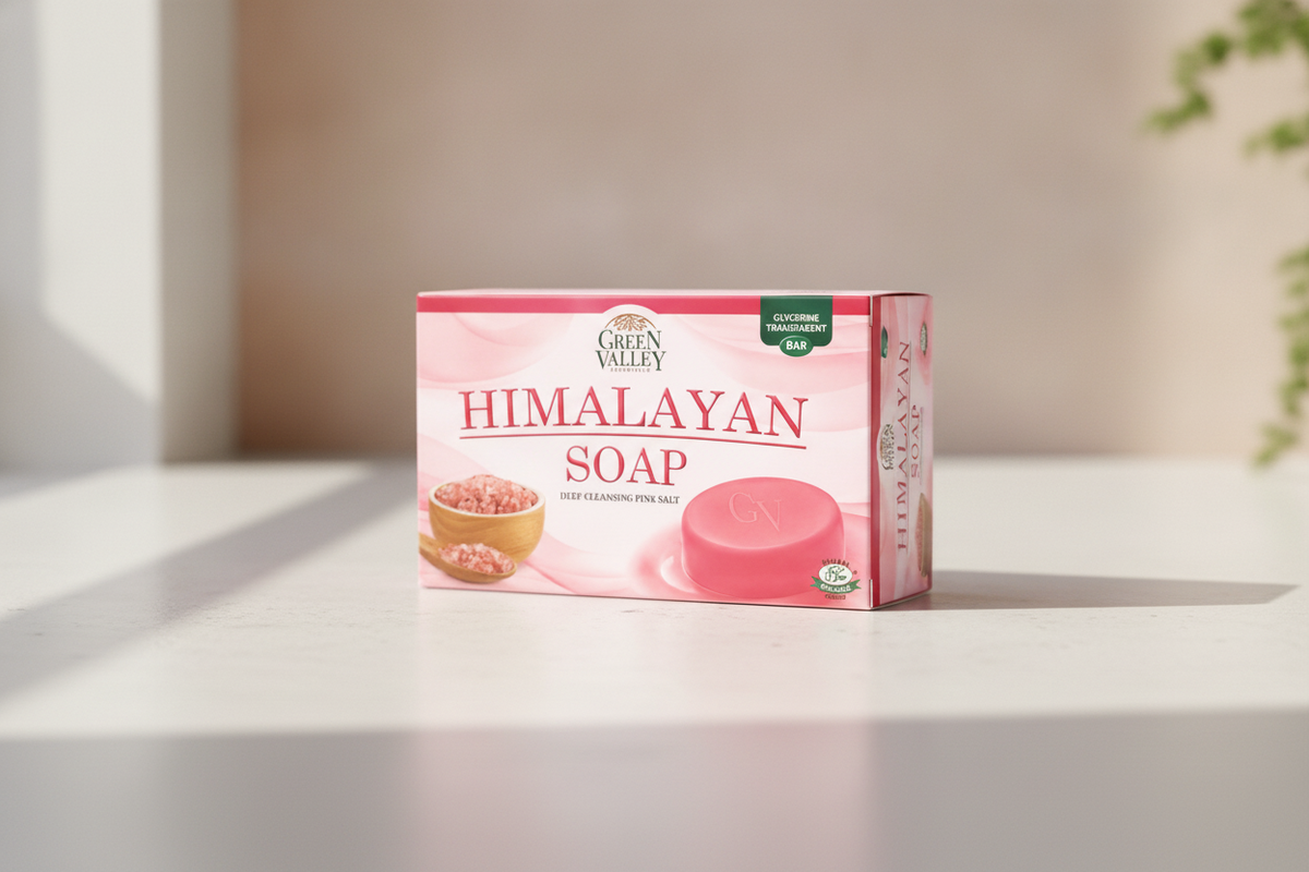 Green Valley Himalayan Pink Salt Glycerine Soap Bar 90g | Deep Cleansing Moisturizing Body Soap