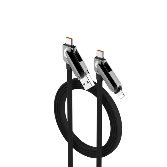 LDNIO LC25 100W 4-in-1 Fast Charging Data Cable | USB-A & USB-C to USB-C & Lightning | PD Fast Charge & Data Sync