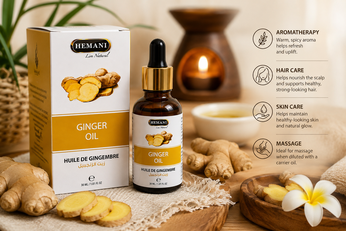 Hemani Ginger Oil 30ml - 100% Pure Natural Essential Oil for Hair, Skin & Body Care