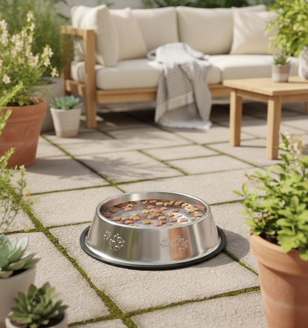 Premium Stainless Steel Dog Feeding Bowl 33cm with Non-Slip Base – Pet Food & Water Bowl