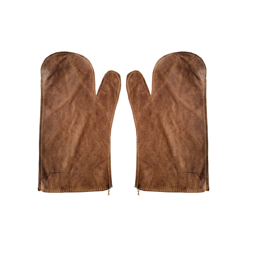 Genuine Leather BBQ & Oven Gloves Heat Resistant | Braai, Grill, Fireplace & Baking Mitts - 1 Pair