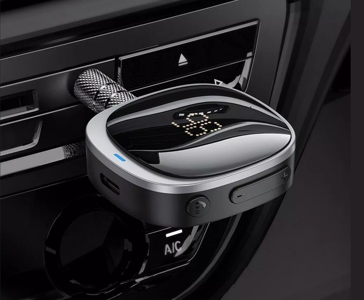 HOCO E80 Travel Bluetooth 5.3 Car AUX Receiver | Wireless 3.5mm AUX Audio Adapter with Hands-Free Calling & LED Battery Display