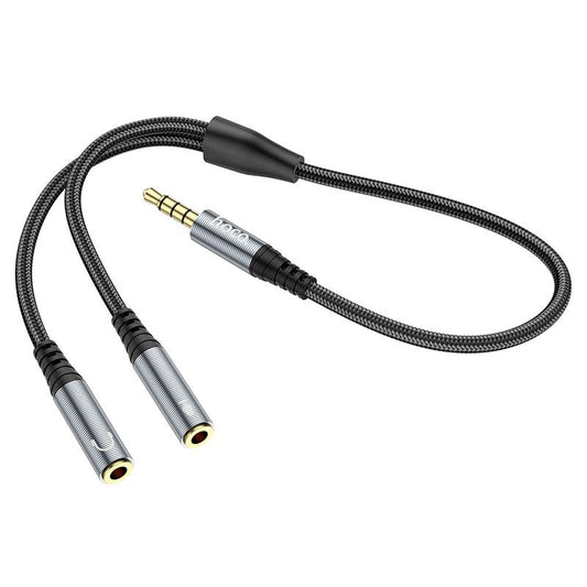 HOCO UPA21 2-in-1 Audio Splitter Cable | 3.5mm Male to Dual 3.5mm Female AUX Headphone Splitter | Braided Stereo Audio Adapter