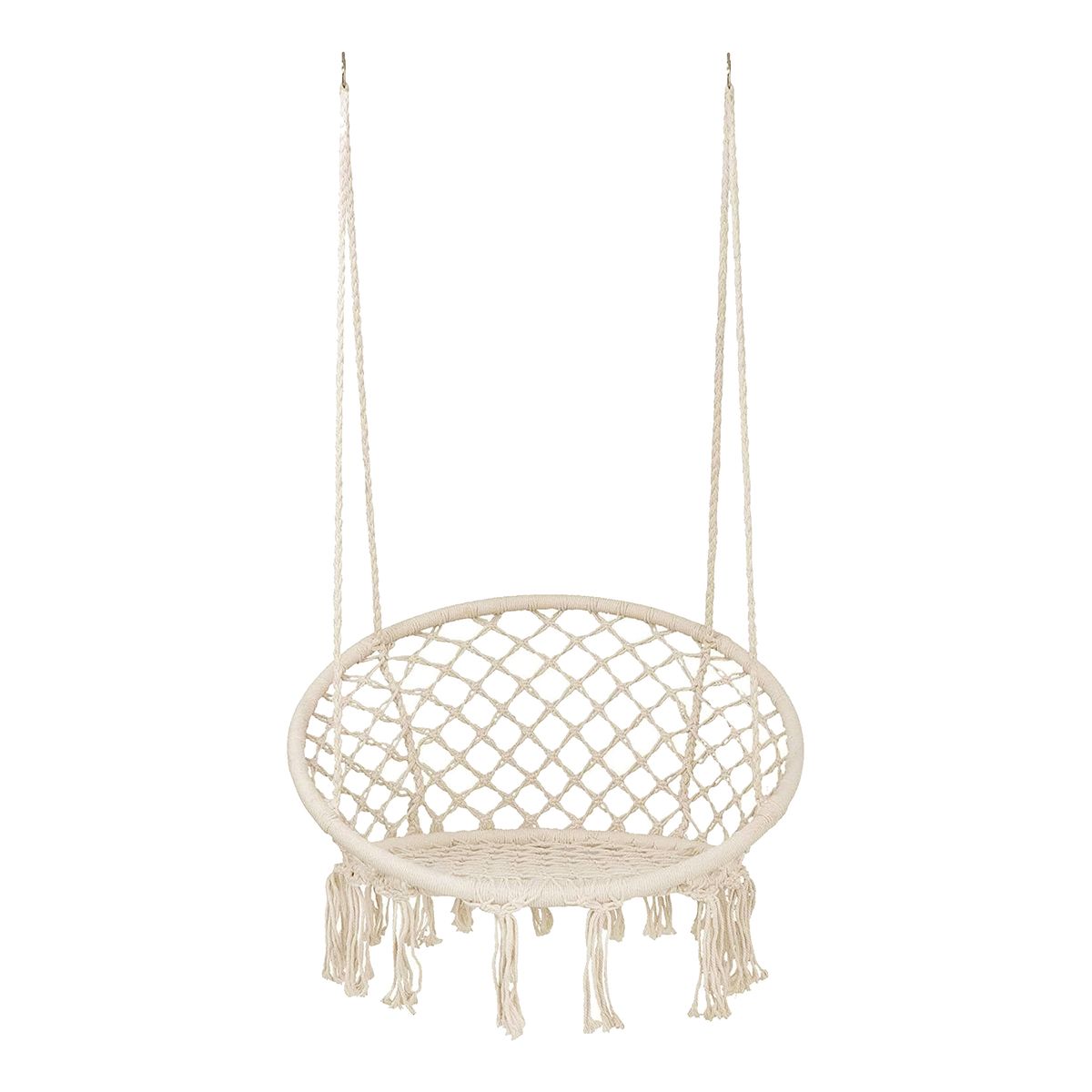 Handmade Cotton Rope Hanging Swing Chair for Adults & Kids | Boho Hammock Chair for Indoor & Outdoor Garden - Grey