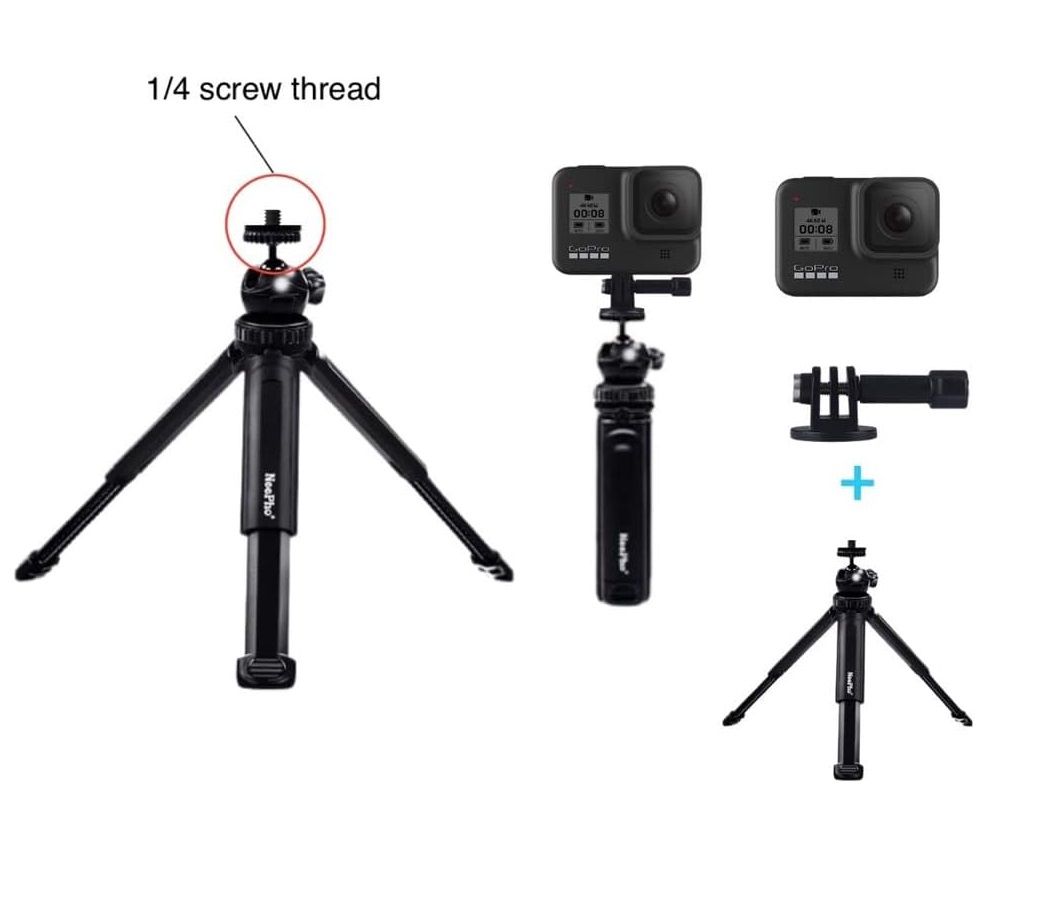 NeePho NP-999 Adjustable Tripod Stand with Phone Holder | Portable Mini Tripod for Mobile, Camera & GoPro