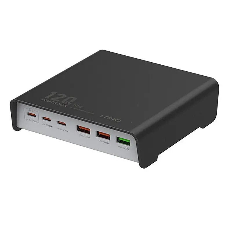 LDNIO Q605 120W GaN Desktop Charging Station 6-Port USB-C PD & USB-A Fast Charger | Black| White