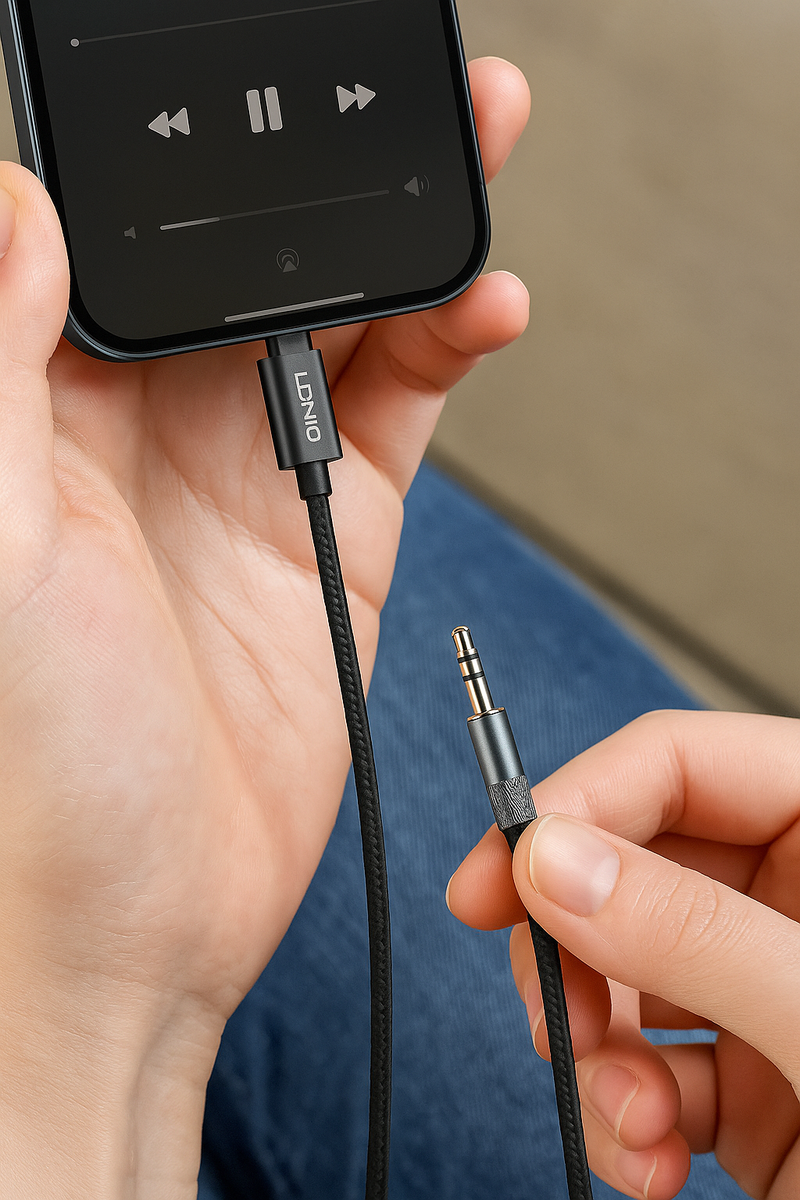LDNIO LS-Y81i Lightning to 3.5mm AUX Audio Cable 1M | Hi-Fi Lossless Sound | Durable Braided Cable for iPhone & Car Stereo