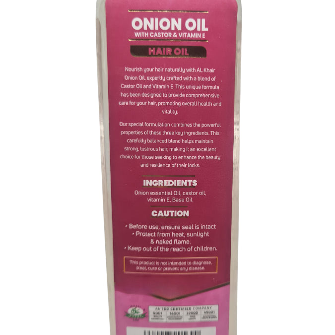 Al Khair Onion Hair Oil with Castor Oil & Vitamin E 250ml – Hair Growth & Scalp Nourishing Treatment