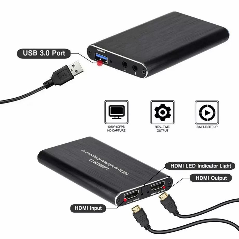 4K USB 3.0 HDMI Video Capture Card with HDMI Loop Out | Ultra HD Capture Device for Live Streaming & Recording