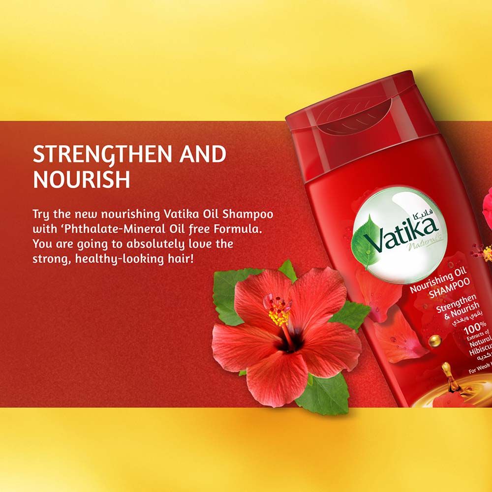 Vatika Naturals Hibiscus Nourishing Oil Shampoo 400ml | Strengthening Shampoo for Weak Hair