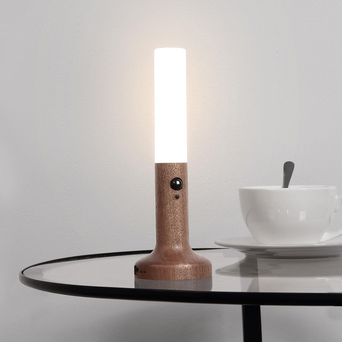 Rechargeable Motion Sensor LED Night Light with Wood Finish Base – USB Magnetic Bedside Wall Lamp