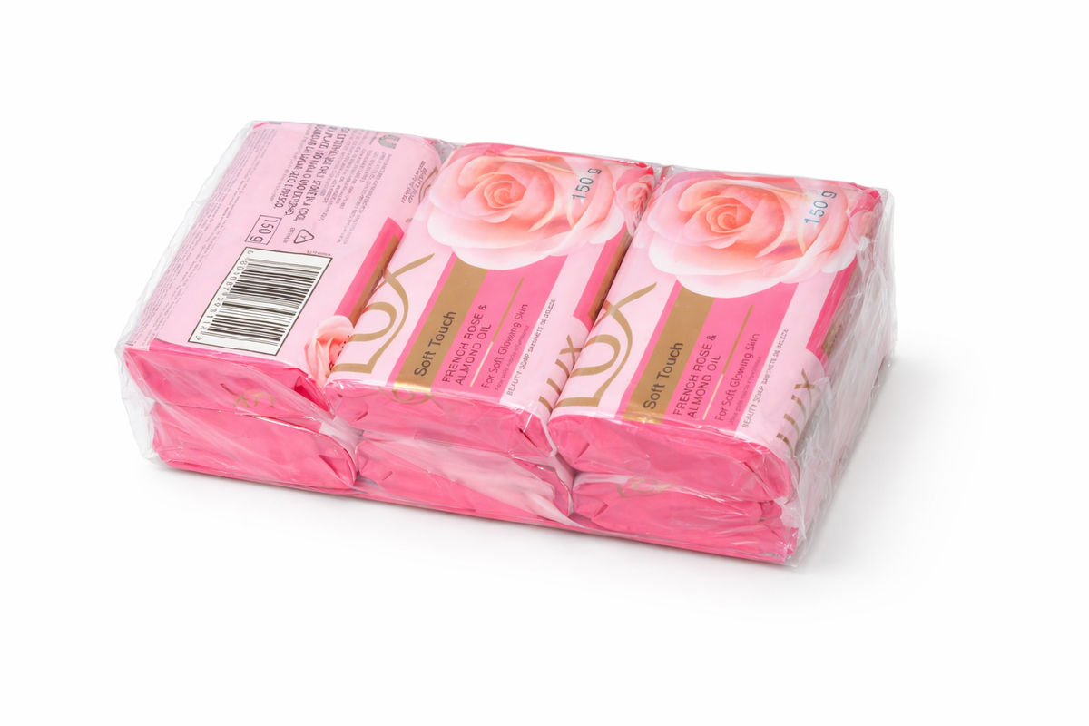 Lux Soft Touch Beauty Soap Bar 150g x 6 Pack with French Rose & Almond Oil – Moisturising Bath Soap for Soft & Glowing Skin