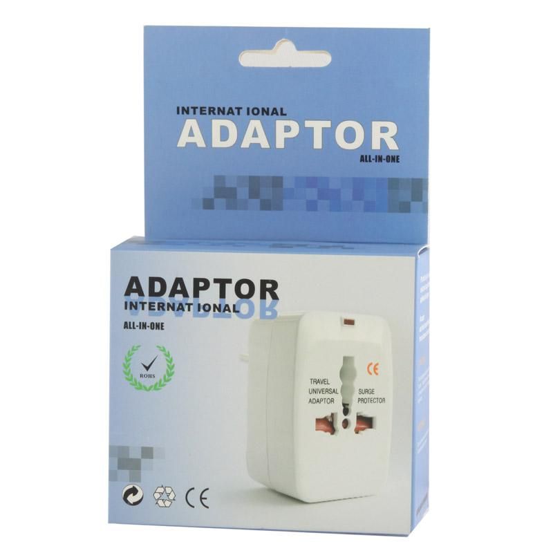 Universal Travel Plug Adapter with Surge Protection & 2 USB Charging Ports - White