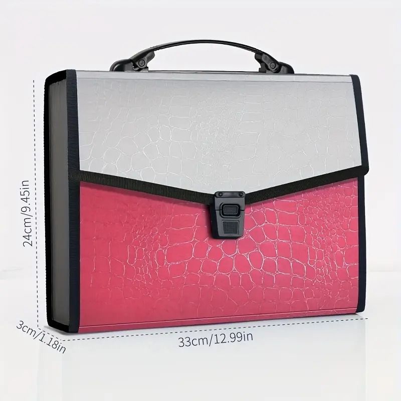 Portable A4 Expanding Document Folder with Handle & Lock | 13 Pocket Accordion File Organizer